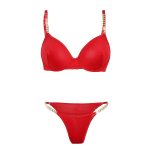 Cross-border Ultra-thin Mesh Sexy Gathered Bra Set Metal Chain Fashion Temptation Underwear Thong - Image 3