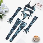 Tie-Dye Colorful Small Bust Gathering Mesh Sexy Lingerie Five-Piece Set for Women - Image 6