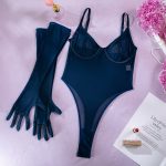 Sexy Transparent Simple Basic Fitted Hip-Lifting Bodysuit with Gloves for Women - Image 8