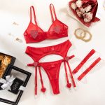 Sexy Hollow-out Tempting Heart-shaped Rhinestone Bra and Garter Belt Set for Cross-border Russian Lingerie - Image 10