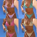 Women's Bikini - Double Shoulder Strap Printed Tie Sexy Two-Piece Swimsuit - Image 5