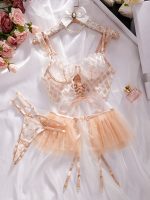Lingge Embroidery Sexy Strap Mesh Puff Skirt Sexy Underwear Set - Image 5