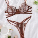 Embroidered Sexy Bra Women's Delicate Mesh Bra Comfortable Cotton Crotch Hollow Out Tempting Thong Set - Image 2