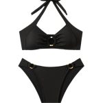Custom Cross-border Bikini Sexy Halter Tie Low Waist Triangle Pants Separated Swimsuit Set - Image 5