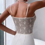 Sexy Strapless Lace Splicing Sheer Crop Top - Image 4