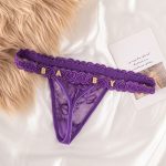 Cotton G-String with Metallic Rhinestone Letters, Sexy Lace Panties for Women - Image 12