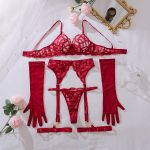 Design Intricate Embroidered Sheer Fitted Shaping Sexy Lingerie Two-Piece Set with Underwire - Image 7