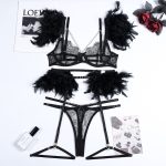 Feather Sexy Lingerie with Chain Lace Transparent Mesh Set for Women - Image 6
