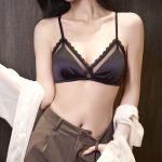 Summer Thin Triangle Cup Smooth Lace Bra Wireless Small Chest Gathering Sexy Lingerie Set