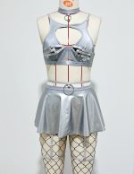 Lace Sexy Lingerie Set Bra Set Solid Color Leather Skirt with Fishnet Stockings Women's - Image 10