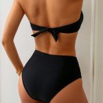 New  Style Pure Color Detachable Neck Strap Sexy Tube Top Bikini Swimsuit Set - Image 2