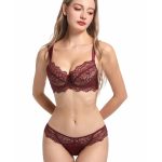 Women's Sexy Thin Cotton Eyelash Lace Bra Large Chest Minimizer Anti-Sagging Plus Size Lingerie Set - Image 5