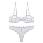Sexy Underwear Ultra-thin Transparent Half Cup Embroidered Lace Bra Large Chest Minimizer Plus Size Lingerie Set - Image 6