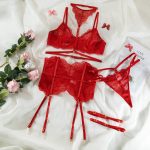 Cross-border Sexy Three-piece Set Hot Selling Lace Eyelash Fringe Boned Splicing with Neck Hanging Ankle Cuffs - Image 7