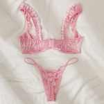 Pure Desire Lace Flower High-Quality Three-Piece Sexy Underwear Set - Image 3