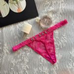 Cotton G-String with Metallic Rhinestone Letters, Sexy Lace Panties for Women - Image 11