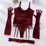Sexy Lingerie One-Piece Bodysuit with Gloves and Bandage Transparent Mesh Underwear - Image 6