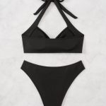Custom Cross-border Bikini Sexy Halter Tie Low Waist Triangle Pants Separated Swimsuit Set - Image 4