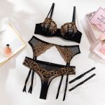 Lace Transparent Gold Thread Embroidery Steel Ring Suspender Garter Belt Sexy Spicy Girl Underwear Set for Women - Image 6