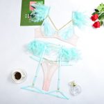 Feather Sexy Lingerie with Chain Lace Transparent Mesh Set for Women - Image 12