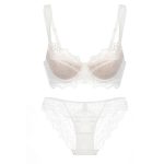 Women's Sexy Thin Cotton Eyelash Lace Bra Large Chest Minimizer Anti-Sagging Plus Size Lingerie Set - Image 6