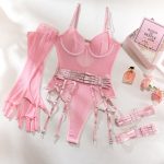 Sexy Lingerie One-Piece Bodysuit with Gloves and Bandage Transparent Mesh Underwear - Image 12