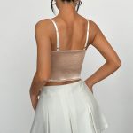 Lace Small Flower Edge Mesh Embroidery Splicing High Elastic Satin Steel Ring Boned Diamond Back Vest - Image 4
