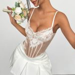 Lace Small Flower Edge Mesh Embroidery Splicing High Elastic Satin Steel Ring Boned Diamond Back Vest - Image 2