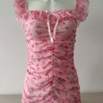 Style Transparent Sexy Floral Lingerie Cross-border Foreign Trade Mesh Printed Pleated Tempting Pajamas Nightgown Set - Image 3
