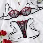 High-Quality Black Erotic Lingerie Set with Steel Support Transparent Embroidery - Image 4