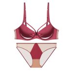 Sexy Lace Underwear Red Ultra-thin Large Chest Minimizer Push-up Bra Set
