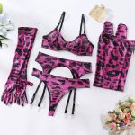 Tie-Dye Colorful Small Bust Gathering Mesh Sexy Lingerie Five-Piece Set for Women - Image 11