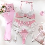 Sexy Lingerie Set - Lace and Mesh Splicing Nurse Costume Erotic Underwear Five-Piece Set - Image 5