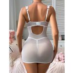 Dnika Sexy Strapless Dress with Floral Lace Splicing and Thong Set - Image 2