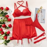 White Lace Trim Bra Set Sexy Hollow Splicing Shaping Erotic Underwear - Image 7