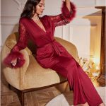 Sexy Lace Satin V-Neck Sleepwear Robe Erotic Set - Style Splicing Design - Image 4