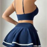 Sexy  Color Block Splicing Strap Bowknot Lingerie Set - Image 2