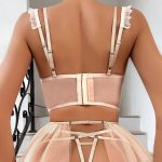 Lingge Embroidery Sexy Strap Mesh Puff Skirt Sexy Underwear Set - Image 4