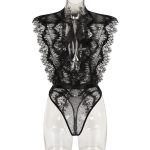 Sexy Lace Splicing Deep V-Neck Slimming Bodysuit - Image 6