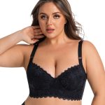 Sexy Lace Seamless Bra for Women with Steel Ring, Push-Up, Side Support, Anti-Sagging, Deep V Neckline, Large Size