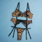 Wild Leopard Print Belted Jumpsuit with Steel Boning Lace Three-Piece Set - Image 6