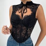 Sexy Lace Sheer Mesh Boned Bralette for Women  Exposed Wear Crop Top - Image 4