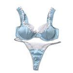 Pure Desire Lace Flower High-Quality Three-Piece Sexy Underwear Set