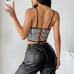 Spicy Girl Plaid Sequin Bandage Backless Boned Chest Cotton Camisole Top - Image 4