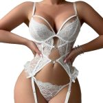 Lace Hollow-out Strap Transparent Temptation Underwear Set with Thigh Circumference - Image 5