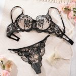 Women's Sexy Bra Set Transparent Lace Embroidery Steel Ring Gathered Underwear Set - Image 6