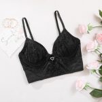 Heart-shaped Rhinestone Fashionable Spicy Girl Lace Strapless Hollow-out Sexy Bra with Steel Ring - Image 6