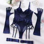 Sexy Lingerie One-Piece Bodysuit with Gloves and Bandage Transparent Mesh Underwear - Image 10