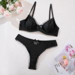 Sexy Mesh Hollow-out Bra Set with Butterfly Knot for Pure Desire Girls - Three-Piece Lingerie Suit - Image 6