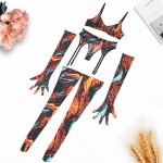Tie-Dye Colorful Small Bust Gathering Mesh Sexy Lingerie Five-Piece Set for Women - Image 12